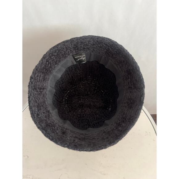 AUGUST HAT COMPANY BLACK W/ GOLD PEARL BUTTERFLY AND FLOWER EMBELLSHMENTS - Picture 6 of 10